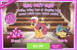 Size: 1187x778 | Tagged: safe, sparkleworks, earth pony, pony, costs real money, female, gameloft, gem, maid pony, mare, solo