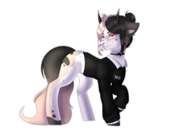 Size: 2560x2000 | Tagged: safe, artist:hicoojoo, oc, earth pony, pony, clothes, female, horns, mare, shirt, simple background, solo, transparent background