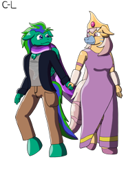 Size: 2345x2946 | Tagged: safe, artist:cyborglucario, oc, oc:cygnus, oc:gale twister, anthro, pony, unguligrade anthro, zebra, clothes, cresselia, cute, cygale, female, holding hands, male, oc x oc, pokémon, shipping, simple background, straight, transparent background, zebra oc