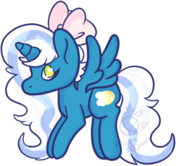 Size: 331x313 | Tagged: safe, artist:alienqween, oc, oc:fleurbelle, alicorn, adorabelle, alicorn oc, bow, chibi, cute, female, golden eyes, hair bow, horn, mare, simple background, transparent background, wingding eyes, wings