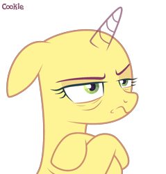 Size: 1416x1480 | Tagged: safe, artist:lazuli, oc, oc only, pony, unicorn, bags under eyes, bald, base, bust, crossed arms, eyelashes, grumpy, horn, scared, simple background, solo, transparent background, unicorn oc, worried