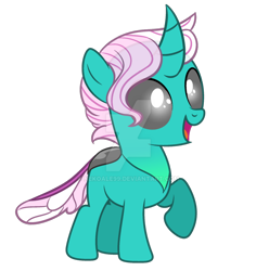 Size: 1024x1083 | Tagged: safe, artist:aresshia, artist:frostybases, oc, oc only, oc:minty leaf, changeling, changepony, hybrid, unicorn, base used, deviantart watermark, gray eyes, interspecies offspring, not lyra, not minty pie, obtrusive watermark, offspring, parent:oc:chris, parent:oc:colarus bitterhoof, parents:oc x oc, simple background, transparent background, watermark