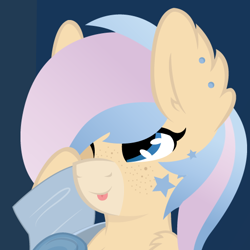 Size: 512x512 | Tagged: safe, artist:atg, oc, oc:aurora, earth pony, pony, ear piercing, piercing, rubbing eyes, tongue out