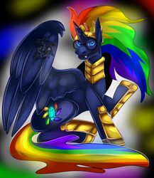 Size: 2658x3068 | Tagged: safe, artist:sapphirus, oc, alicorn, pony, alicorn oc, armor, commission, glasses, horn, king, male, parent:king sombra, solo, stallion, wings