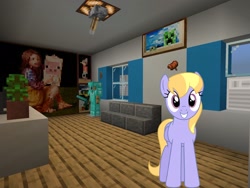 Size: 2048x1536 | Tagged: safe, artist:bluemeganium, artist:topsangtheman, cloud kicker, pegasus, pony, topsangtheman's minecraft server, house, interior, living room, looking at you, minecraft, photoshopped into minecraft