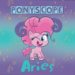 Size: 1080x1080 | Tagged: safe, derpibooru import, pinkie pie, earth pony, pony, my little pony: pony life, aries, blue eyes, hero, heroine, horoscope, official, one eye closed, ponyscopes, solo, wink