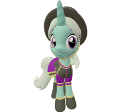 Size: 778x720 | Tagged: safe, artist:topsangtheman, cornetta, pony, unicorn, 3d, aside glance, clothes, hat, looking at you, sideways glance, simple background, solo, source filmmaker, transparent background, uniform