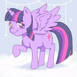 Size: 2048x2048 | Tagged: safe, artist:chapaghettii, twilight sparkle, twilight sparkle (alicorn), alicorn, pony, crescent moon, moon, solo, standing, stars