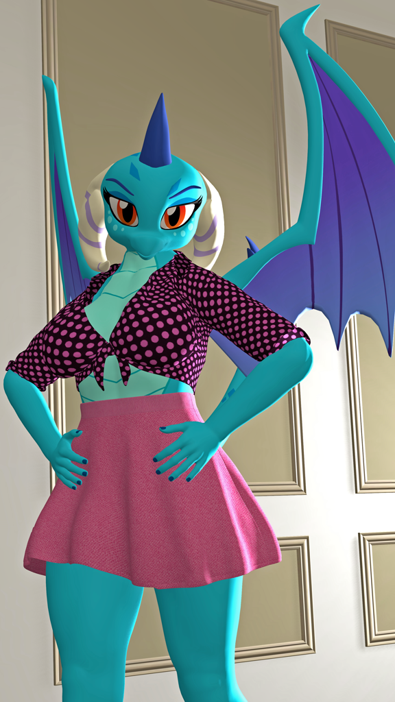 2641975 Suggestive Artistkevhon Princess Ember Anthro Dragon 3d Breasts Clothes 