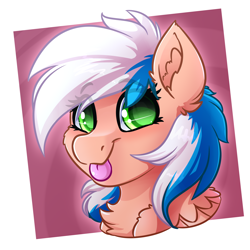 Size: 4000x4000 | Tagged: safe, artist:witchtaunter, oc, pegasus, pony, bust, commission, portrait, solo, tongue out