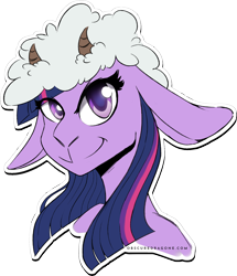 Size: 1540x1791 | Tagged: safe, artist:obscuredragone, twilight sparkle, lamb, pony, sheep, big ears, big eyes, cute, floppy ears, happy, horn, looking at you, shiny eyes, simple background, smiling, smiling at you, snout, solo, species swap, straight hair, transparent background, wool