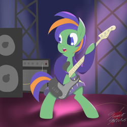 Size: 2000x2000 | Tagged: safe, artist:sweetstrokesstudios, oc, commission, guitar, musical instrument, solo