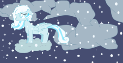 Size: 2424x1240 | Tagged: safe, artist:ravenlilly2004, oc, oc:snowdrop, pegasus, cloud, snowdrop (animation), solo