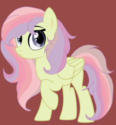 Size: 2092x2248 | Tagged: safe, artist:circuspaparazzi5678, oc, oc:rainbow splash, pegasus, pony, base used, magical lesbian spawn, multicolored hair, offspring, parent:fluttershy, parent:rainbow dash, parents:flutterdash, rainbow hair, red background, simple background, solo