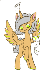 Size: 337x516 | Tagged: safe, oc, alicorn, pony, alicorn oc, horn, no pupils, raised hoof, simple background, solo, spread wings, white background, wings