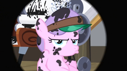 Size: 1920x1080 | Tagged: safe, screencap, diamond tiara, ponyville confidential, angry, hat, ink, iris, pouting, solo, the end, upset