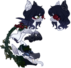 Size: 380x364 | Tagged: safe, artist:glitterring, oc, oc only, monster pony, original species, plant pony, augmented tail, base used, bat wings, bust, cow plant pony, flower, flower in hair, hoof fluff, plant, simple background, transparent background, wings