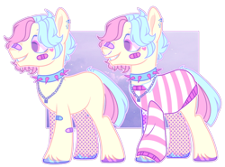 Size: 1024x757 | Tagged: safe, artist:chococolte, oc, oc only, earth pony, pony, bandaid, choker, clothes, ear piercing, male, piercing, simple background, solo, spiked choker, stallion, transparent background