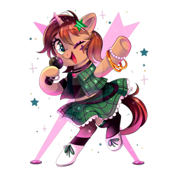 Size: 800x800 | Tagged: safe, artist:ipun, oc, oc only, oc:hera amore, oc:heroic armour, pony, unicorn, clothes, cute, dress, female, mare, microphone, rule 63, rule63betes, simple background, solo, transparent background