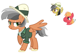 Size: 1024x692 | Tagged: safe, artist:sapphiretwinkle, big macintosh, daring do, oc, pegasus, pony, base used, clothes, eye scar, female, hat, mare, offspring, parent:big macintosh, parent:daring do, parents:daringmac, pith helmet, scar, simple background, transparent background