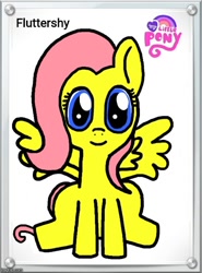 Size: 500x676 | Tagged: safe, artist:josephurrutia, derpibooru import, fluttershy, earth pony, pegasus, pony, cute, looking at you, sitting