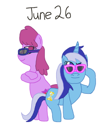 Size: 1280x1517 | Tagged: safe, artist:horroraceman93, berry punch, berryshine, minuette, berrygate, female, glasses, lesbian, pride month, shipping, simple background, transparent background