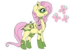 Size: 2048x1536 | Tagged: safe, artist:alilunaa, derpibooru import, fluttershy, pegasus, pony, the cutie re-mark, blank flank, braid, female, mare, piercing, project:chrysalis amiss, simple background, solo, transparent background