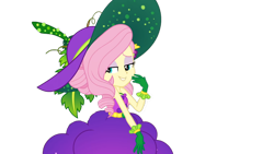 Size: 1280x720 | Tagged: safe, artist:victorfazbear, edit, edited screencap, screencap, fluttershy, better together, equestria girls, holidays unwrapped, background removed, bare shoulders, clothes, cornucopia costumes, dress, food, grapes, hat, o come all ye squashful, simple background, solo, transparent background