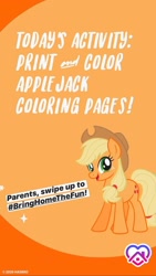 Size: 1080x1920 | Tagged: safe, derpibooru import, applejack, earth pony, pony, bringhomethefun, coronavirus, covid-19, instagram story, official, solo, text