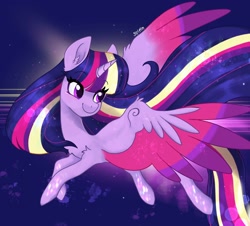 Size: 2048x1850 | Tagged: safe, artist:siripim111, twilight sparkle, twilight sparkle (alicorn), alicorn, pony, chest fluff, colored wings, cute, ear fluff, female, mare, multicolored wings, rainbow power, solo, spread wings, twiabetes, wings