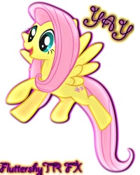 Size: 791x989 | Tagged: safe, artist:fluttershytr, derpibooru import, fluttershy, pegasus, pony, fanart, flying, simple background, solo, white background, yay