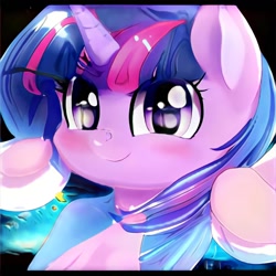 Size: 1024x1024 | Tagged: safe, artist:thisponydoesnotexist, derpibooru import, neural network, not twilight sparkle, shiny hair