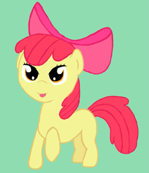 Size: 785x908 | Tagged: artist needed, source needed, safe, apple bloom, pony, female, filly, green background, simple background, solo, tongue out