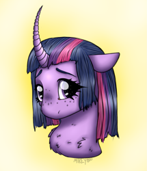 Size: 1011x1177 | Tagged: safe, artist:mikeyboo, twilight sparkle, alicorn, pony, curved horn, horn, solo