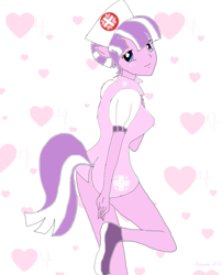 Size: 771x953 | Tagged: safe, artist:kanashiibara, derpibooru import, nurse sweetheart, anthro, human facial structure, pose, solo, tail