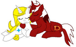 Size: 2500x1550 | Tagged: safe, artist:jezzarat, oc, oc only, oc:daylight, oc:jessica gallopsby, unicorn, horn, oc x oc, shipping, simple background, sleepy, transparent background, unicorn oc