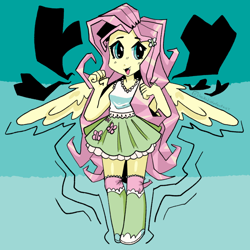 Size: 720x720 | Tagged: safe, artist:spikycemetery, fluttershy, equestria girls, female, open mouth, ponied up, wings