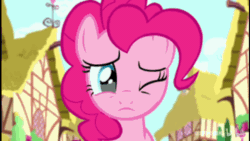 Size: 480x270 | Tagged: safe, derpibooru import, screencap, pinkie pie, earth pony, pony, pinkie pride, animated, chinese, crying, gif, licking, sad, solo, tongue out