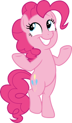 Size: 3000x5114 | Tagged: safe, artist:cloudyglow, derpibooru import, pinkie pie, earth pony, pony, a trivial pursuit, .ai available, bipedal, cute, diapinkes, female, high res, mare, simple background, smiling, smirk, solo, transparent background, vector