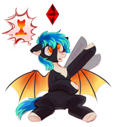 Size: 5600x6000 | Tagged: safe, artist:_mpiesocks, artist:raily, oc, bat pony, pony, bat pony oc, bat wings, hungry, sims, wings