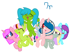 Size: 1388x1044 | Tagged: safe, artist:rainbowhatsunemlp, artist:snowflakewonder, oc, oc only, alicorn, earth pony, pegasus, pony, unicorn, alicorn oc, horn, wings