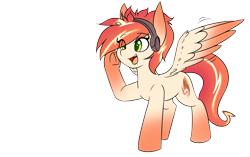 Size: 2031x1276 | Tagged: safe, artist:rice, oc, oc only, oc:tomyum, pegasus, pony, cute, female, headphone, mare, simple background, solo, thailand, transparent background