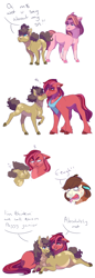 Size: 2000x5846 | Tagged: safe, artist:uunicornicc, oc, oc only, oc:cherry apple, oc:cookie crumble, oc:love heart, oc:mint chiffon, earth pony, pony, female, magical lesbian spawn, mare, oc x oc, offspring, offspring shipping, parent:applejack, parent:big macintosh, parent:cheerilee, parent:cheese sandwich, parent:pinkie pie, parent:rarity, parents:cheerimac, parents:cheesepie, parents:rarijack, pregnant, prone, shipping, simple background, white background