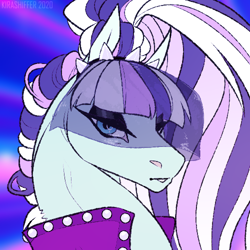 Size: 500x500 | Tagged: safe, artist:dementra369, coloratura, earth pony, pony, bust, clothes, countess coloratura, female, looking at you, makeup, mare, portrait, solo, veil