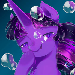 Size: 2500x2500 | Tagged: safe, artist:ryano-0, derpibooru import, twilight sparkle, pony, bubble, solo, underwater