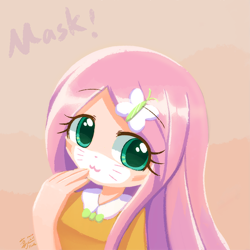 Size: 800x800 | Tagged: safe, artist:howxu, edit, editor:michaelsety, fluttershy, human, equestria girls, cat face, coronavirus, covid-19, cute, face mask, human coloration, shyabetes