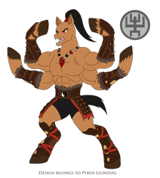 Size: 1920x2139 | Tagged: safe, artist:pyrus-leonidas, earth pony, pony, series:mortal kombat:defenders of equestria, goro, mortal kombat, mortal kombat x, multiple limbs, ponified, ponytail, shokan, simple background, solo, transparent background