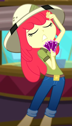 Size: 833x1457 | Tagged: safe, screencap, apple bloom, eqg summertime shorts, equestria girls, the canterlot movie club, cropped, female, solo, ticket, tickets