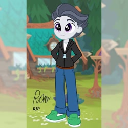 Size: 1080x1080 | Tagged: safe, artist:rjp.rammy, rumble, equestria girls, belt, clothes, equestria girls-ified, hoodie, jeans, male, pants, shirt, shoes, sneakers, socks, solo, t-shirt