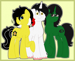 Size: 5570x4537 | Tagged: safe, artist:finnythewolfie, oc, oc only, oc:ambitious gossip, oc:dusk, oc:zedwin, earth pony, pony, unicorn, lucky bastard